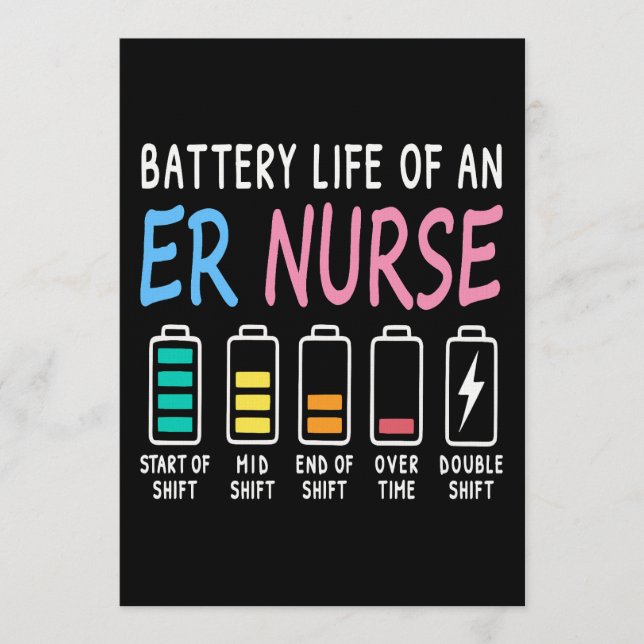 Convite Battery life of an ER nurse humor chart (Frente)