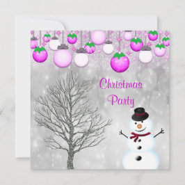 Convite Baubles, Winter Tree & Snowman Festa de Natal