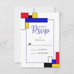 Convite Bauhouse Mondrian Style Wedding RSVP