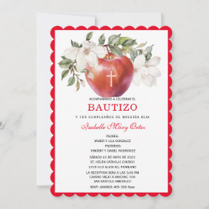 Convite Bautismo y Primer Cumpleaños de Manzan