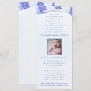 Convite Bautizo Español  Blue Hydrangeas Baptism Espanhol