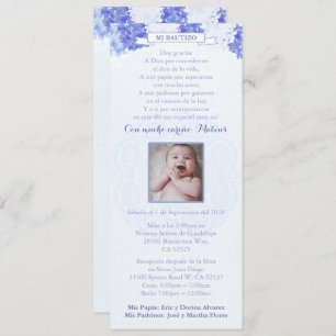 Convite Bautizo Español   Blue Hydrangeas Espanhol Baptism