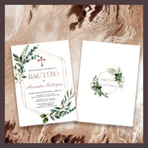 Bautizo Greenery Rosa Dourado Boy Baptism