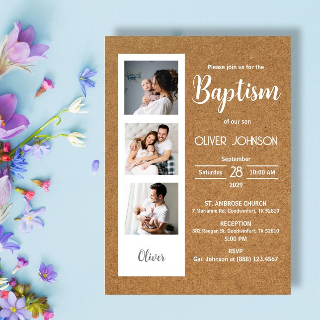 Convite Bautizo Invitacion Baby Boy ou Girl Photo Baptism (Criador carregado)
