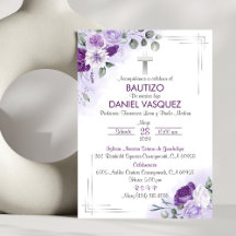 Bautizo Invitación Baptism Flores Roxas Cutis