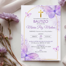 Bautizo Invitación em Borboletas do Batismo Espanh