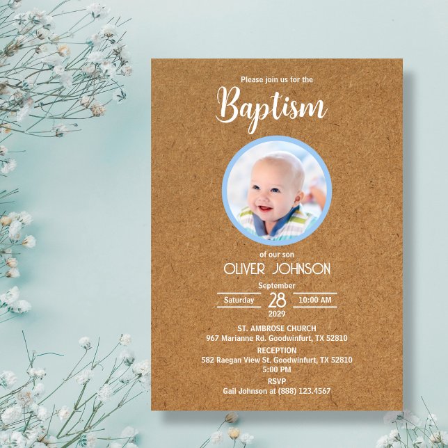 Convite Bautizo Invitación Photo Baby Boy ou Girl Baptism (Criador carregado)