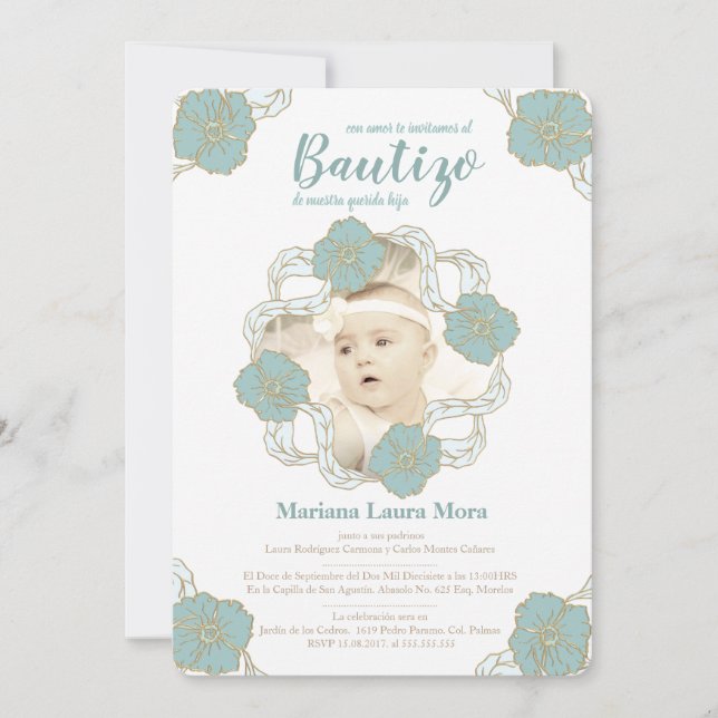 Convite Bautizo, Unisex en español (Frente)