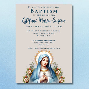 Convite Bautizo Virgen de Guadalupe Baptism
