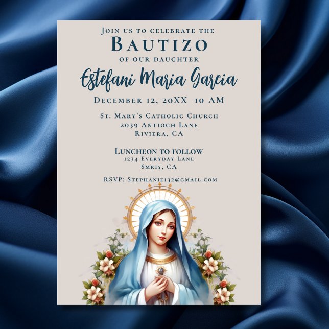 Convite Bautizo Virgen de Guadalupe Baptism mexicano (Criador carregado)