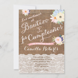 Convite Bautizo y 1er cumpleaños, convidados para a Nña