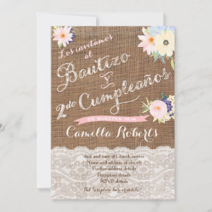 Convite Bautizo y 2do cumpleaños, Segundo Bautismo