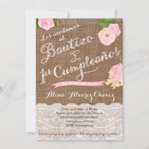 Convite Bautizo y primer cumple, espanhol convidado Castel