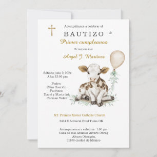 Convite Bautizo y Primer Cumpleaños Niño