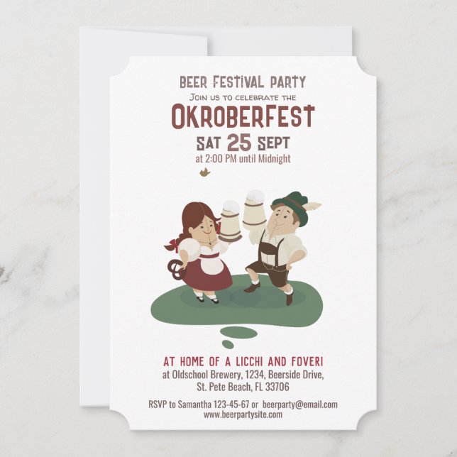 Convite bávaro alego e alegre convida Oktoberfest (Frente)