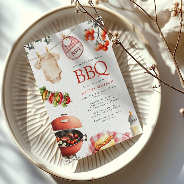 Convite BBQ Baby shower Invitation (Criador carregado)