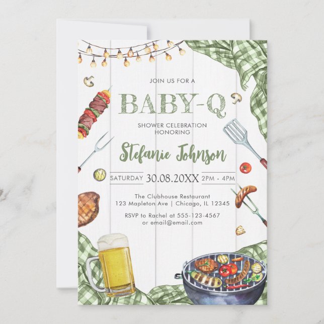 Convite BBQ Children's BABY-Q Baby Shower Invitation (Frente)