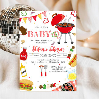 Convite BBQ Children's BABY-Q Baby Shower Invitation