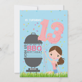 Convite BBQ Girl 13th Birthday Invitation