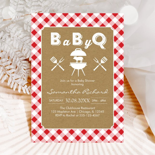 Convite BBQ Party Baby Shower Invitation (Criador carregado)