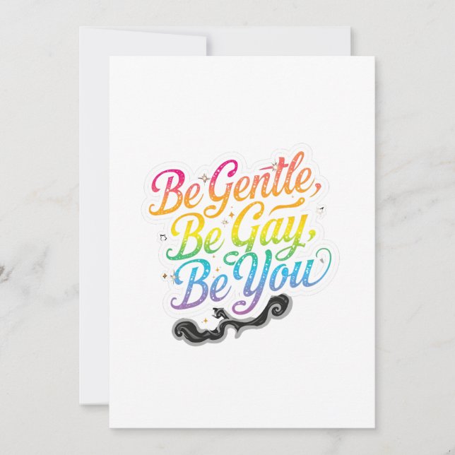 Convite Be Gentle Be Gay Be You Rainbow Quote | LGBTQ Art (Frente)