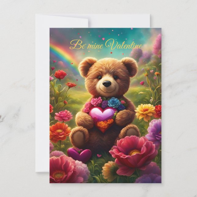 Convite Be mine Valentine Teddy 1 (Frente)