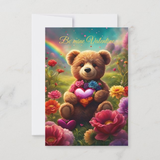 Convite Be mine Valentine Teddy 1 (Frente)