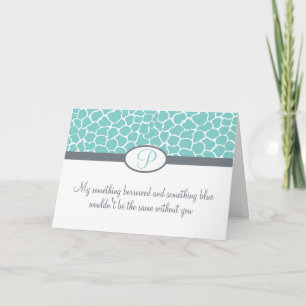 Convite Be My Bridesmaid Monogram Giraffe Print