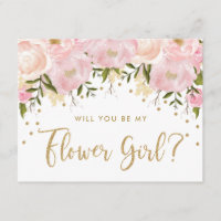 Be My Flower Girl Floral Pastel Dourado Rosa