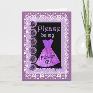 Convite Be My Flower Girl - PURPLE Dress and Lace