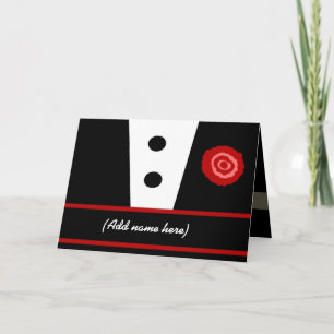 Convite Be My Groomsman Wedding Invite - Tuxedo with Rose