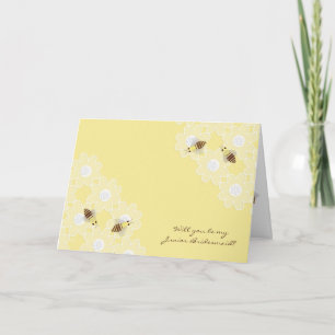 Convite Be My Junior Bridesmaid Honey Bees on Yellow