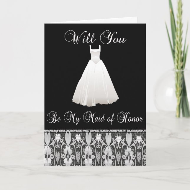 Convite Be My Maid of Honor Invitation in Lace (Frente)