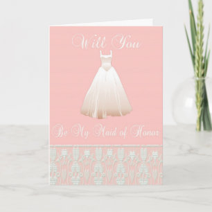 Convite Be My Maid of Honor Invitation in Pink with Lace