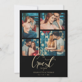 Convite Be our Guest Quote Black Fancy Wedding 4 Photos