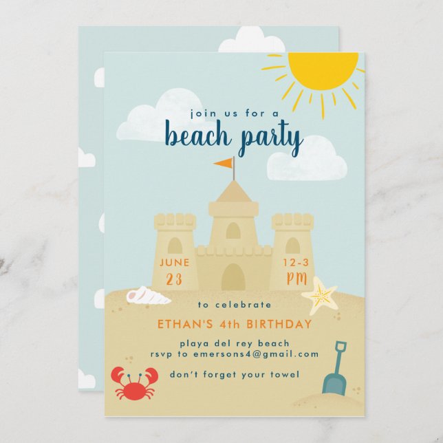Convite Beach Bash (Frente/Verso)