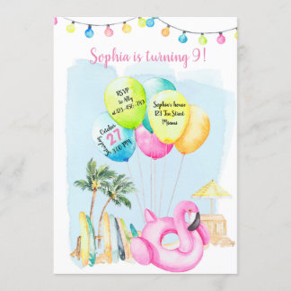 Convite Beach Birthday Invitation, Beach Invitation