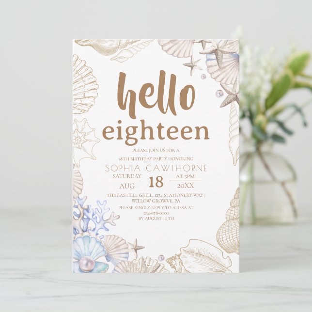 Convite  Beach Birthday Party (Em pé/Frente)