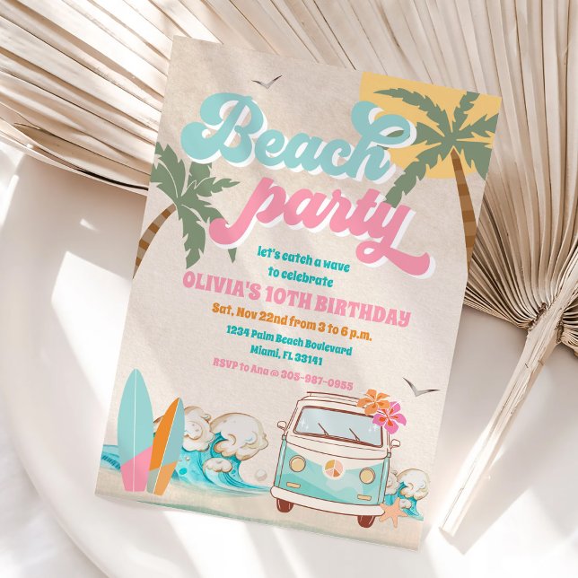 Convite Beach Birthday Party Invitation (Criador carregado)