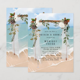 Convite Beach Canopy Floral Tropic Brunch e Bubbles Invite