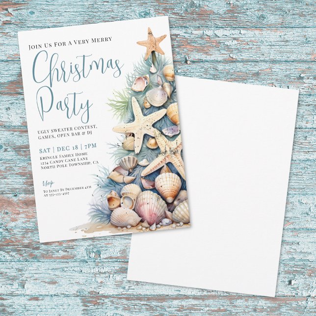 Convite Beach Christmas Party (Beach Christmas Party Invitation)