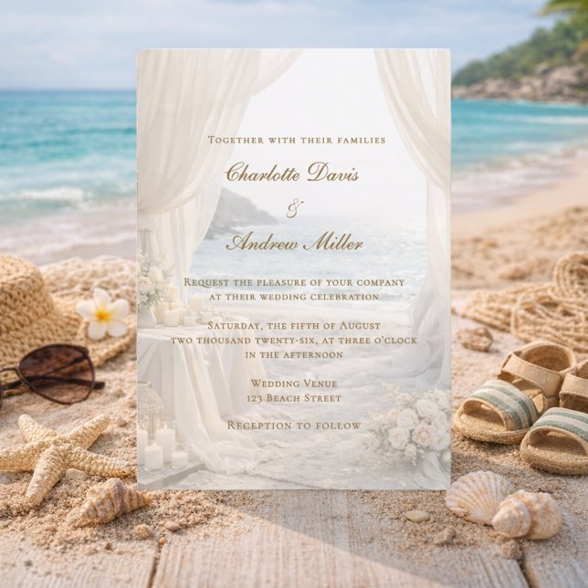 Convite Beach coastal elegant wedding (Criador carregado)