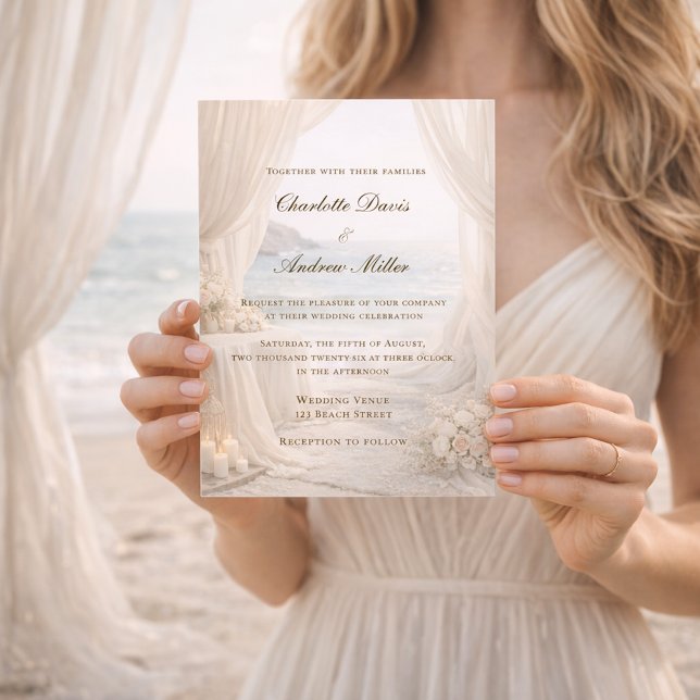 Convite Beach coastal elegant wedding (Criador carregado)