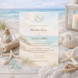 Convite Beach coastal monogrammed wedding