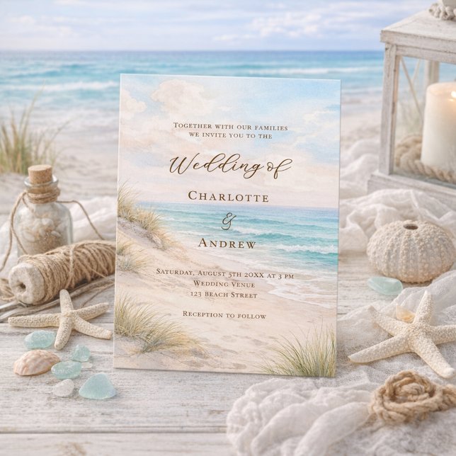 Convite Beach coastal wedding (Criador carregado)
