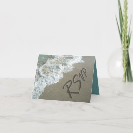 Convite Beach Destination Wedding Sand Writing RSVP Cards