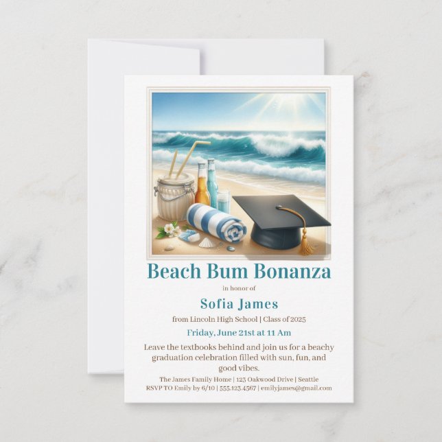 Convite Beach Graduation Party Invitation (Frente)