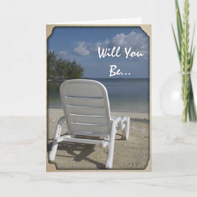 Convite Beach Lounge Chair Will You Be My Bridesmaid (Frente)