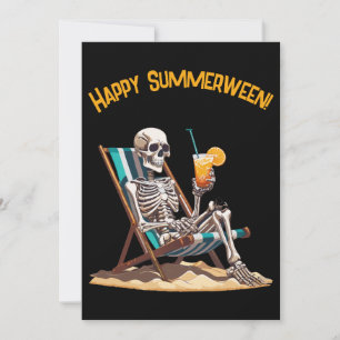 Convite Beach Lounging Skeleton Halloween