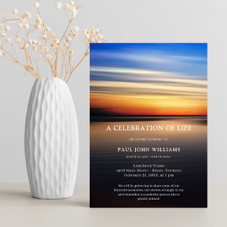 Convite Beach Ocean Photo Celebration of Life Funeral Gray